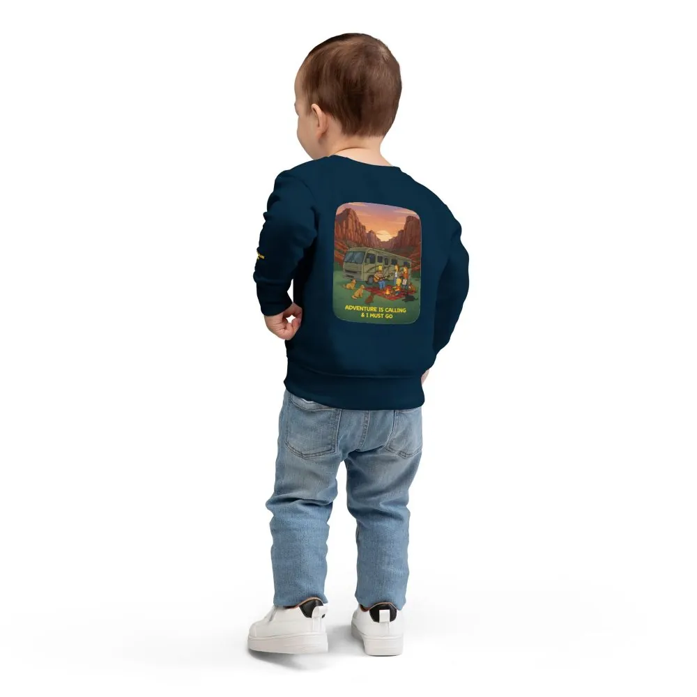 8581613894852062320_2048.jpeg Toddler Sweatshirt - "Adventure Is Calling-I Must Go" (Design Sitcom-Line)