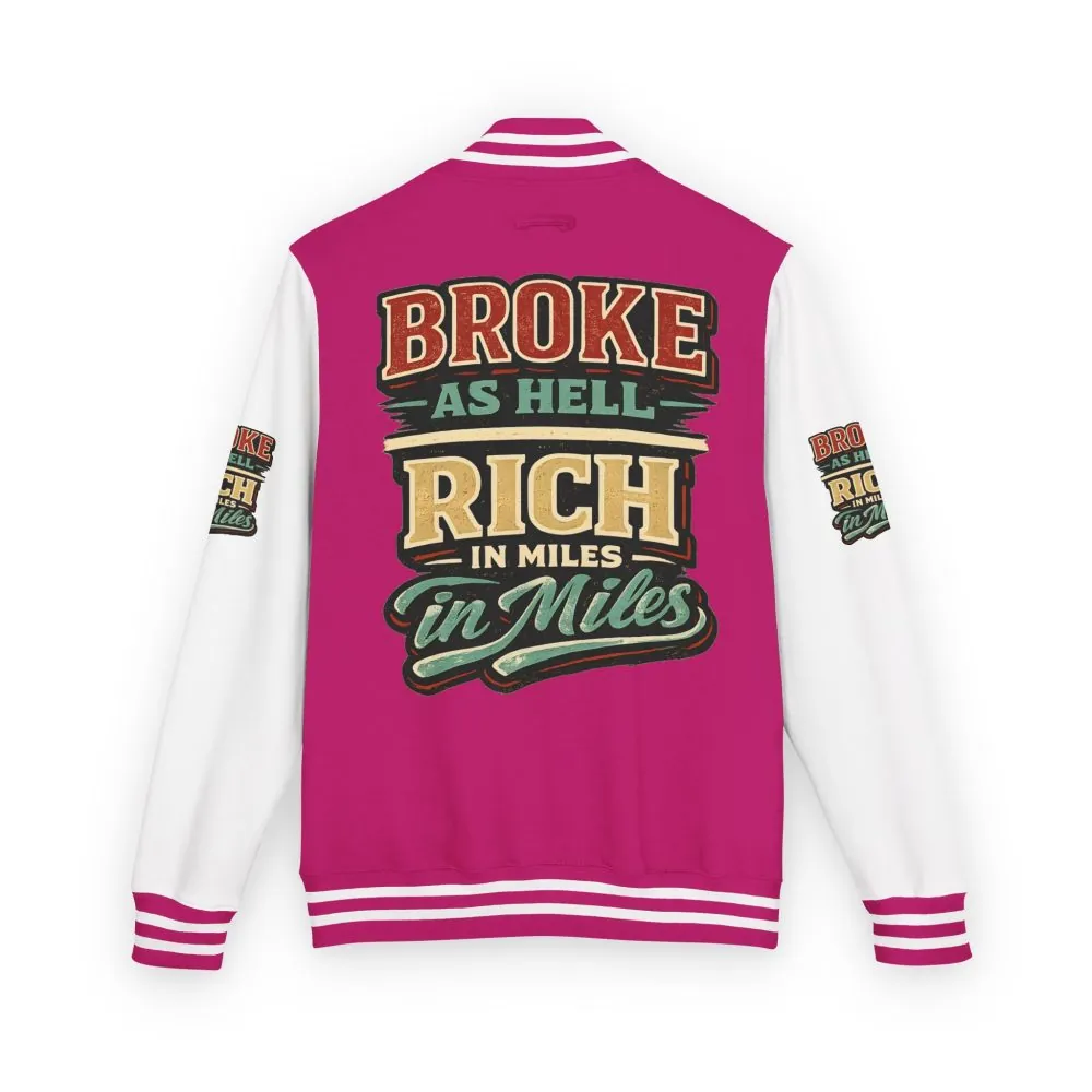 8588589499905033653_2048.jpeg Unisex Heavyweight Letterman Jacket — "Broke As Hell" Design F**K-Line