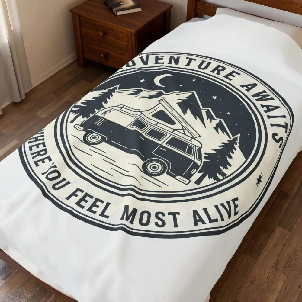 8959312580790906626_2048.jpeg Velveteen Blanket —"Adventure Awaits-Go Where You Feel Most Alive" Camper Throw