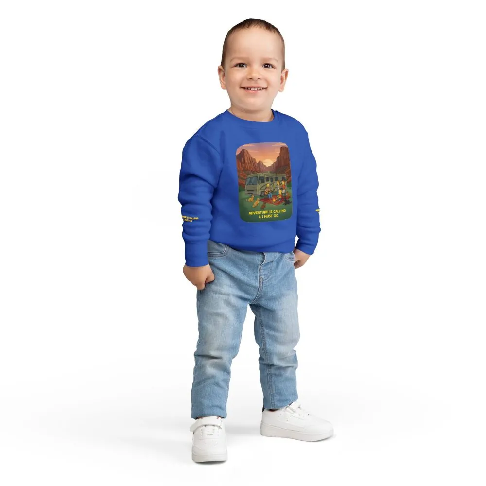 907283869459671477_2048.jpeg Toddler Sweatshirt - "Adventure Is Calling-I Must Go" (Design Sitcom-Line)