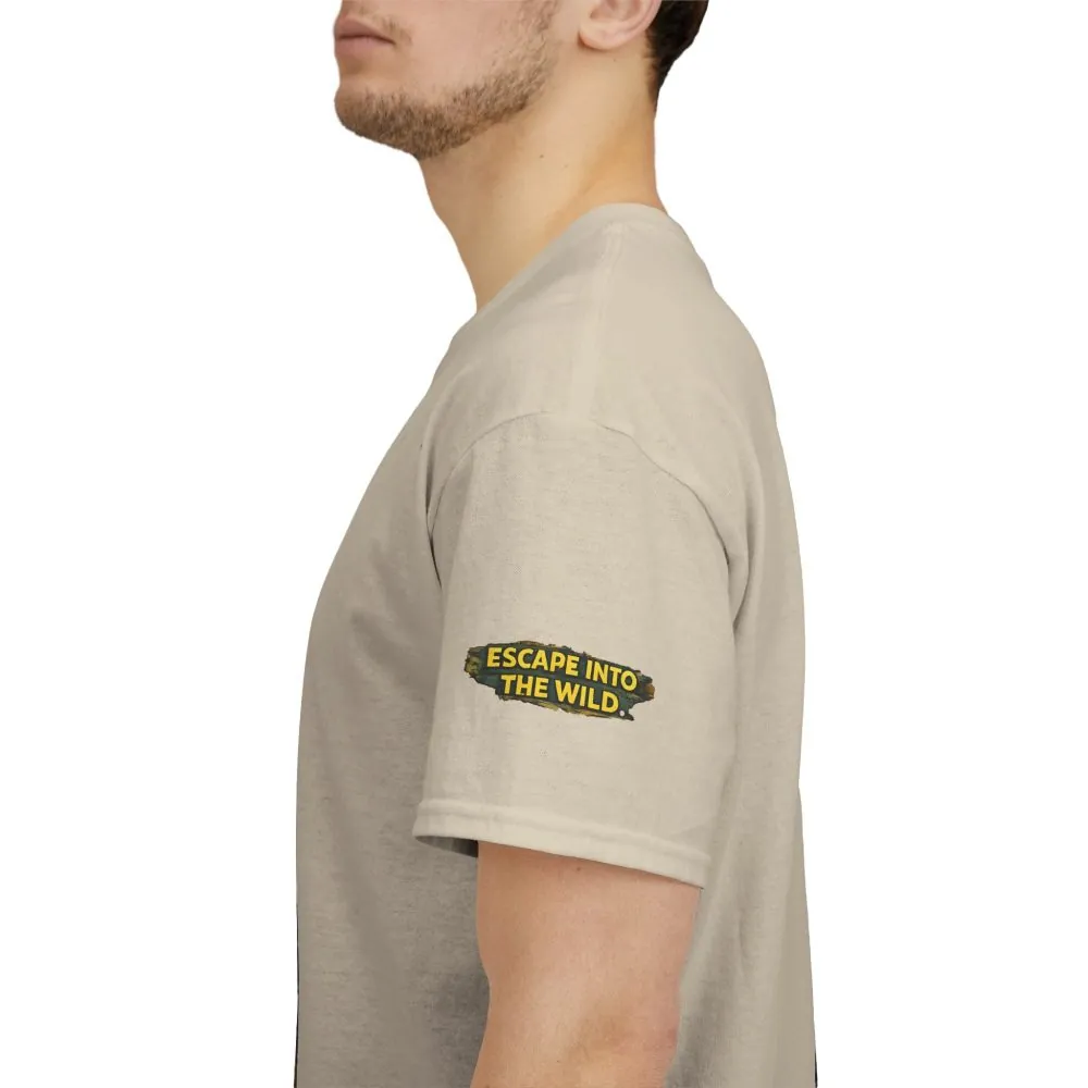 Unisex Heavy Cotton Tee — "Escape Into The Wild" Design Cubic-Line