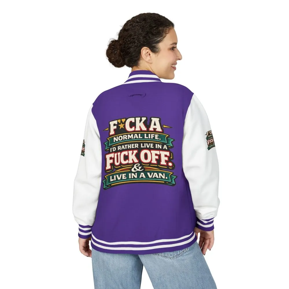 9384657790728181083_2048.jpeg Unisex Heavyweight Letterman Jacket — "Fuck A Normal Life" Design F**K-Line