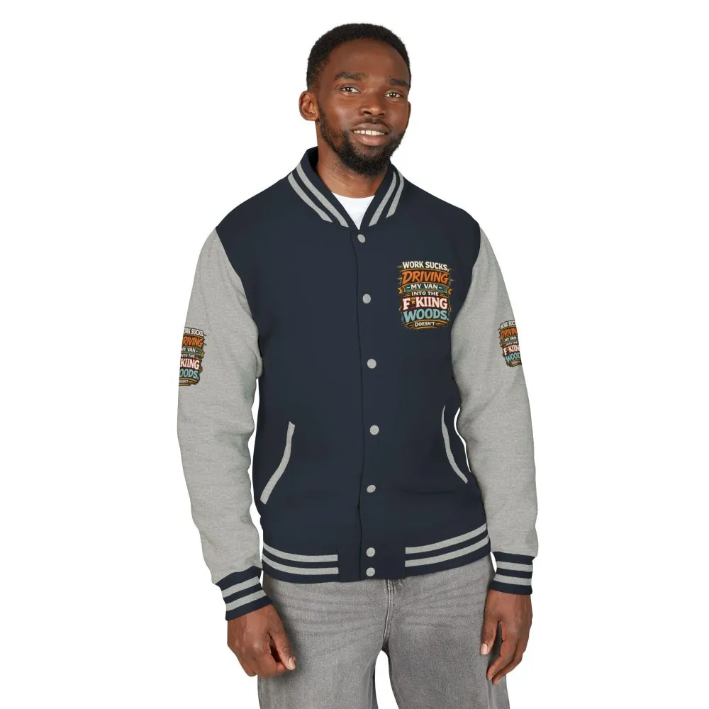 938572264737628157_2048.jpeg Unisex Heavyweight Letterman Jacket — "Work Sucks" Design F**K-Line