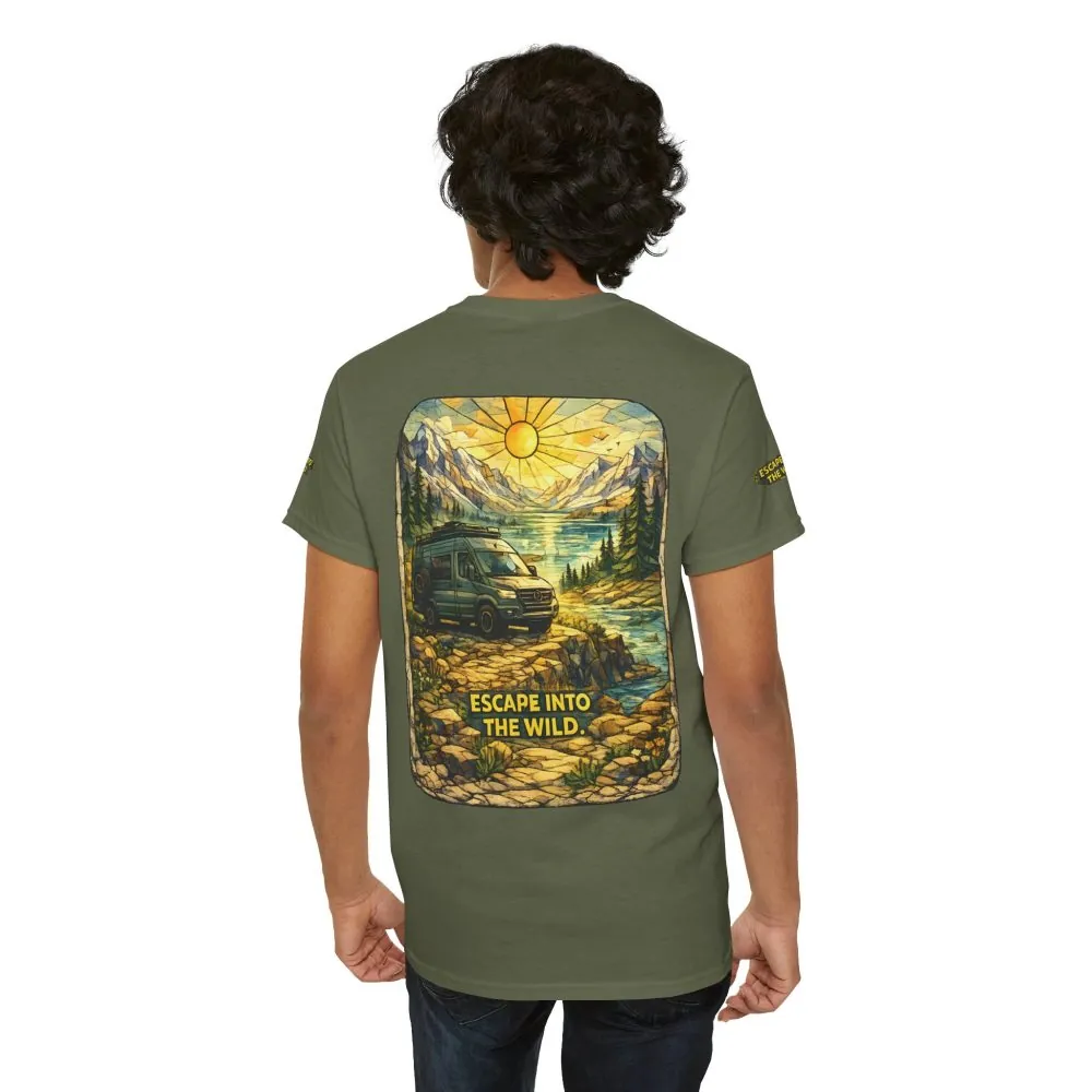 Unisex Heavy Cotton Tee — "Escape Into The Wild" Design Cubic-Line
