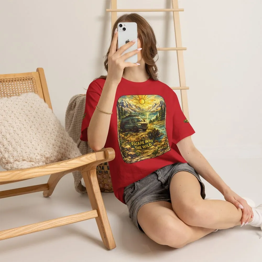 Unisex Heavy Cotton Tee — "Escape Into The Wild" Design Cubic-Line