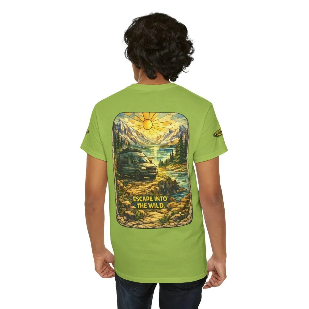 Unisex Heavy Cotton Tee — "Escape Into The Wild" Design Cubic-Line
