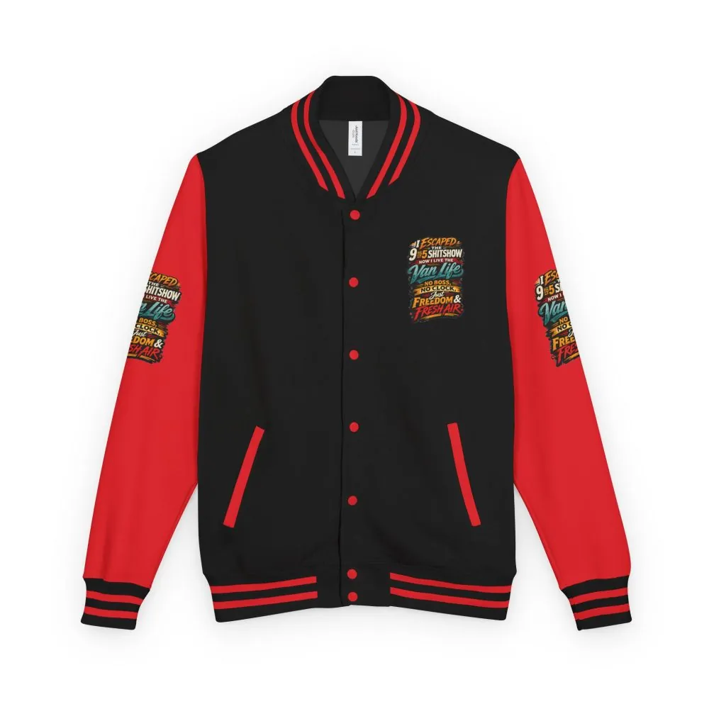 Unisex Heavyweight Letterman Jacket — "I Escaped The 9 To 5" Design F**K-Line