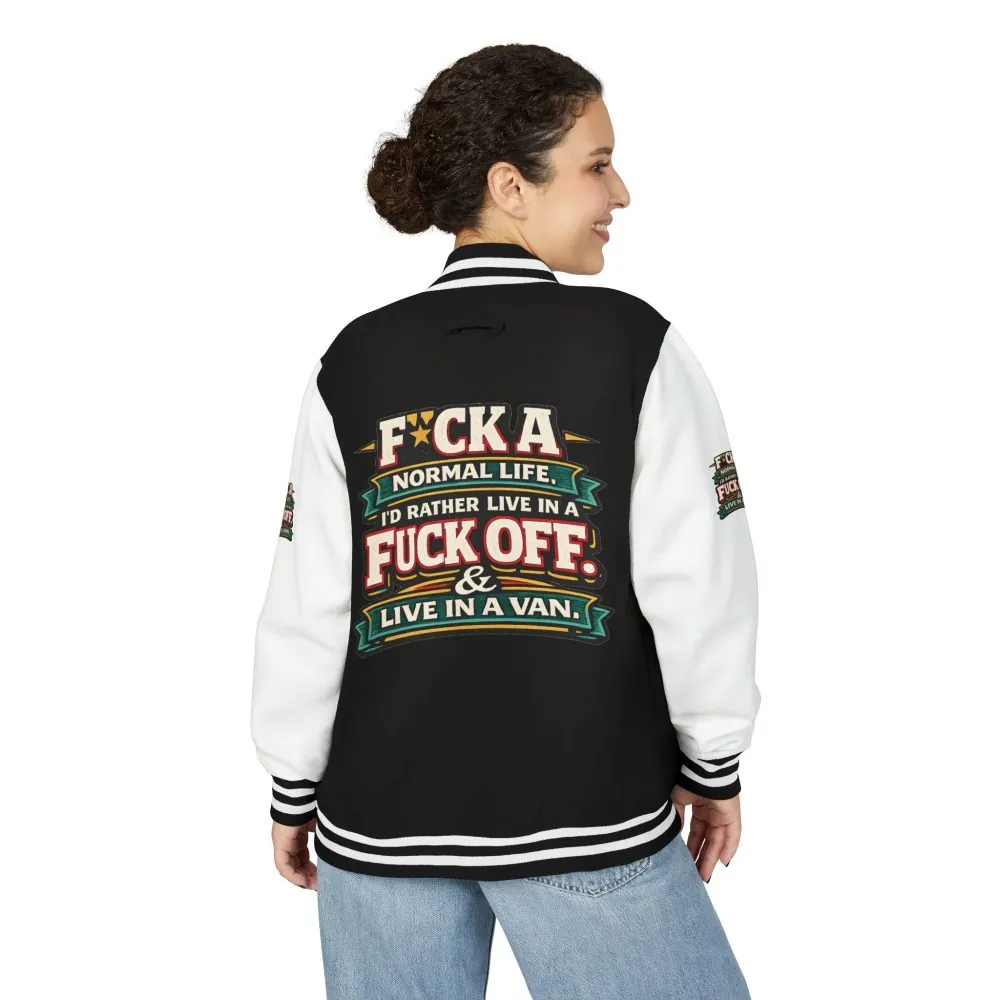 995783151956176398_2048.jpeg Unisex Heavyweight Letterman Jacket — "Fuck A Normal Life" Design F**K-Line