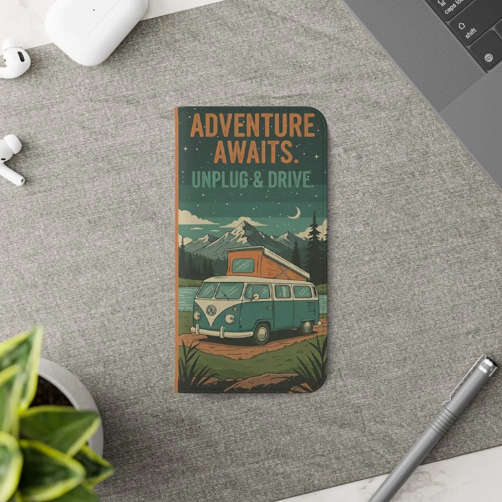 10002471955095828335_2048.jpeg Flip Phone Case — "Adventure Awaits Unplug & Drive" Wallet Case