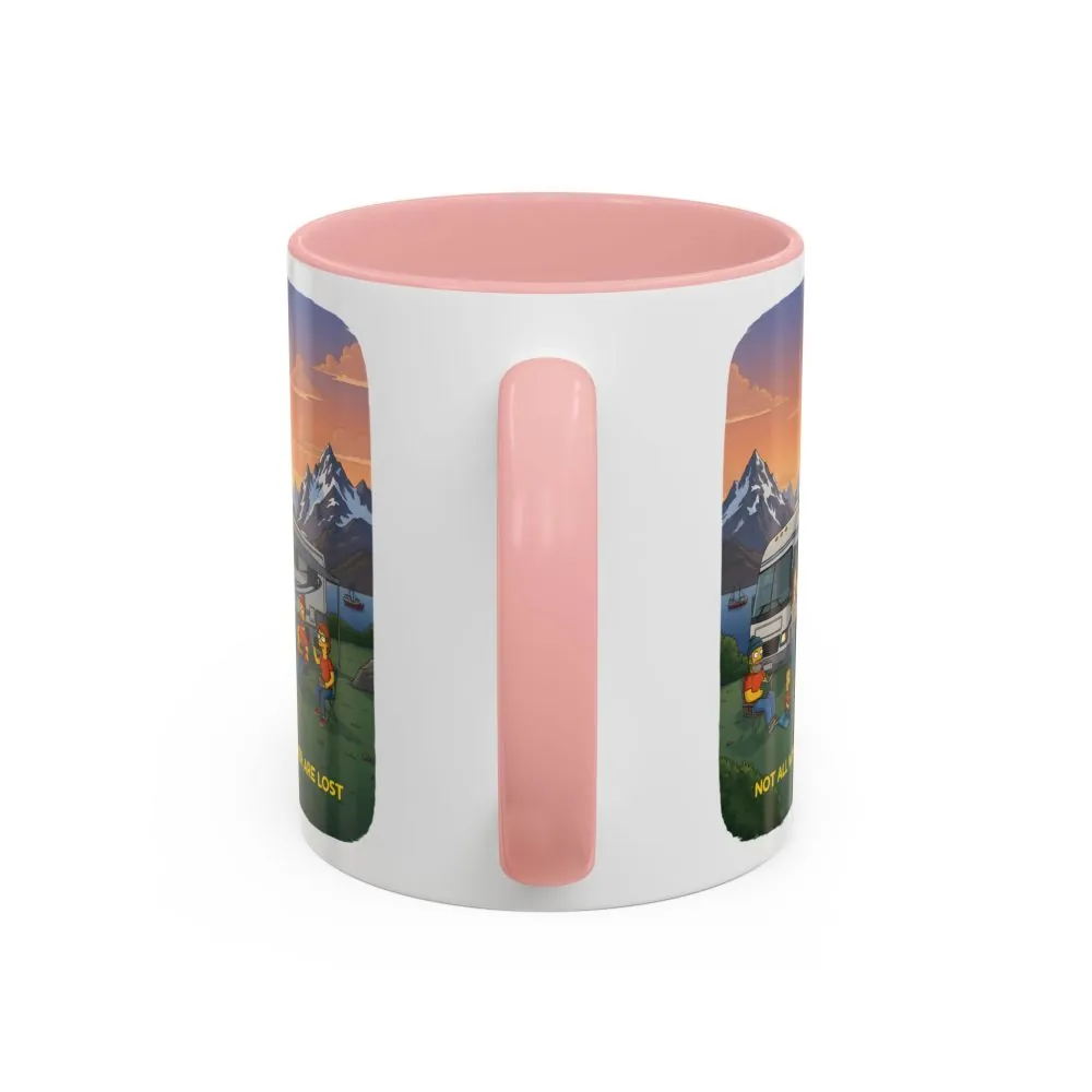 Accent Coffee Mug (11, 15oz) — "Not All Who Wander Are Lost" Design Sitcom-Line