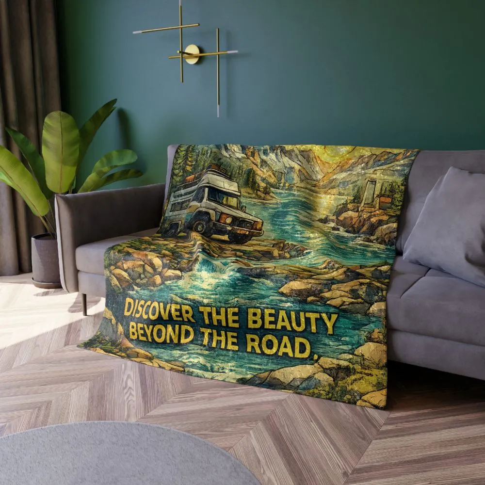 10013055159442919072_2048.jpeg Crushed Velvet Blanket —"Discover The Bieuty Beyond The Road" Design Cubic-Line (Campervan)