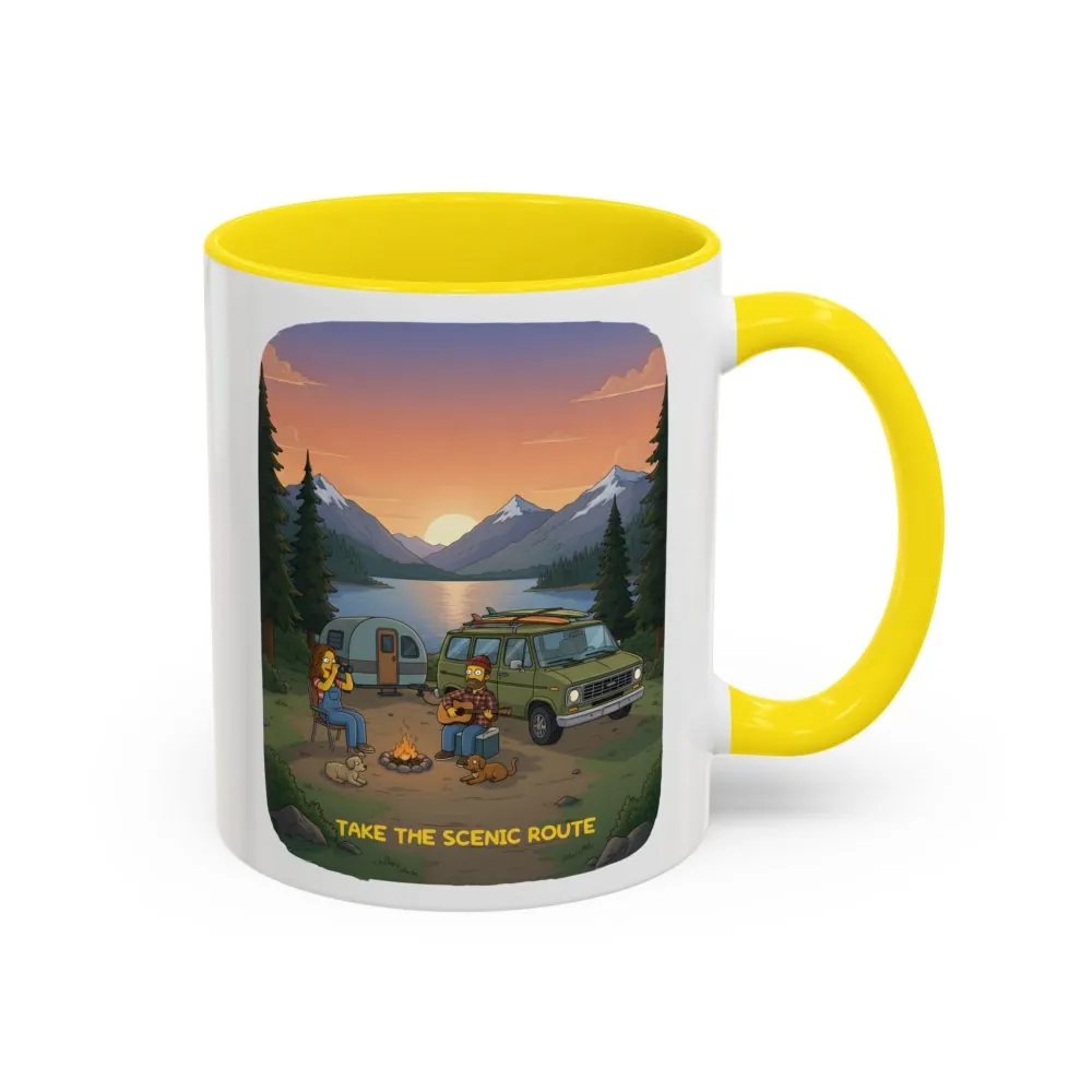 Accent Coffee Mug (11, 15oz) — "Take The Scenic Route" Design Sitcom-Line