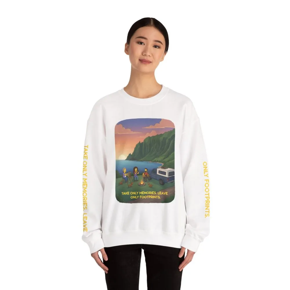10035786896177577247_2048.jpeg Unisex Heavy Blend™ Crewneck Sweatshirt — "Take Only Memories-Leave Only Footprints" Design Sitcom-Line