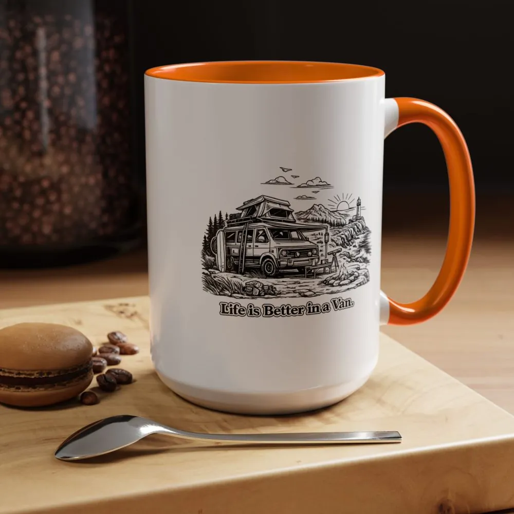 Accent Coffee Mug (11, 15oz) — "Life Is Better In A Van" Design Minimal-Line