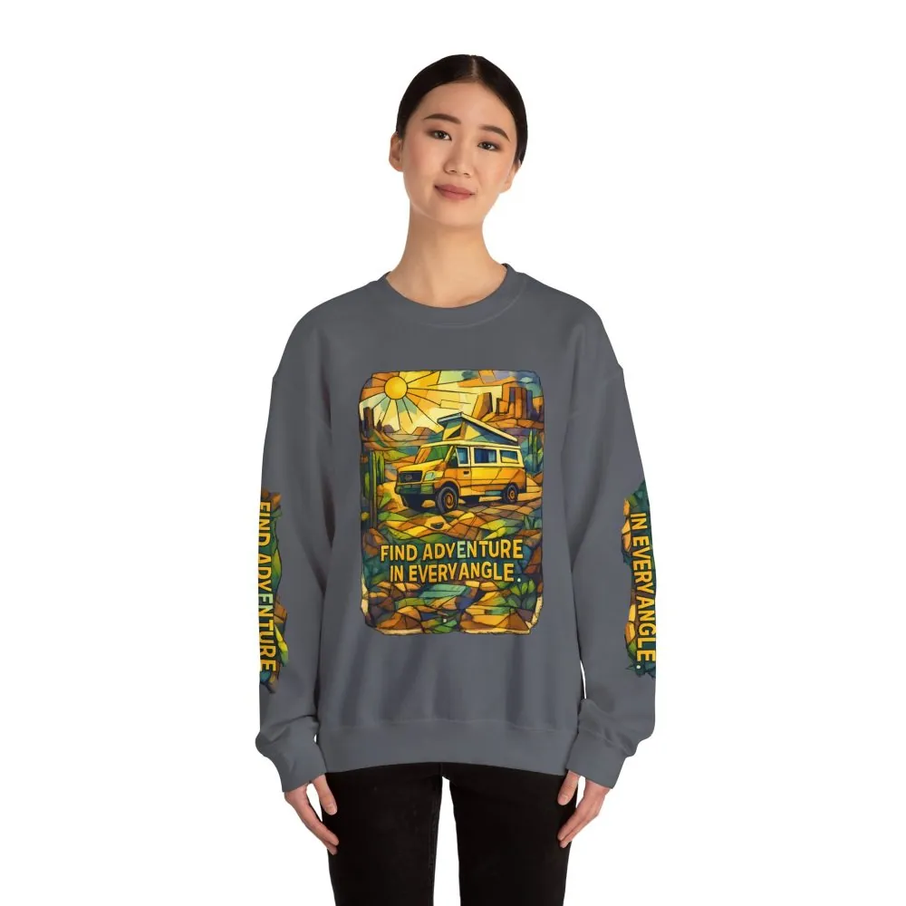 1004779251434742768_2048.jpeg Unisex Heavy Blend™ Crewneck Sweatshirt — "Find Adventure In Every Corner" Design Cubic-Line