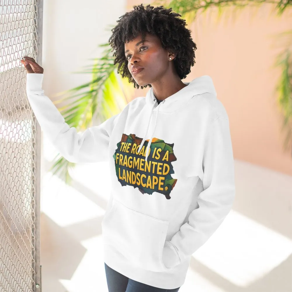 10048957123465693401_2048.jpeg Three-Panel Fleece Hoodie - "The Road Is A Fragmented Landscape" Design Cubic-Line