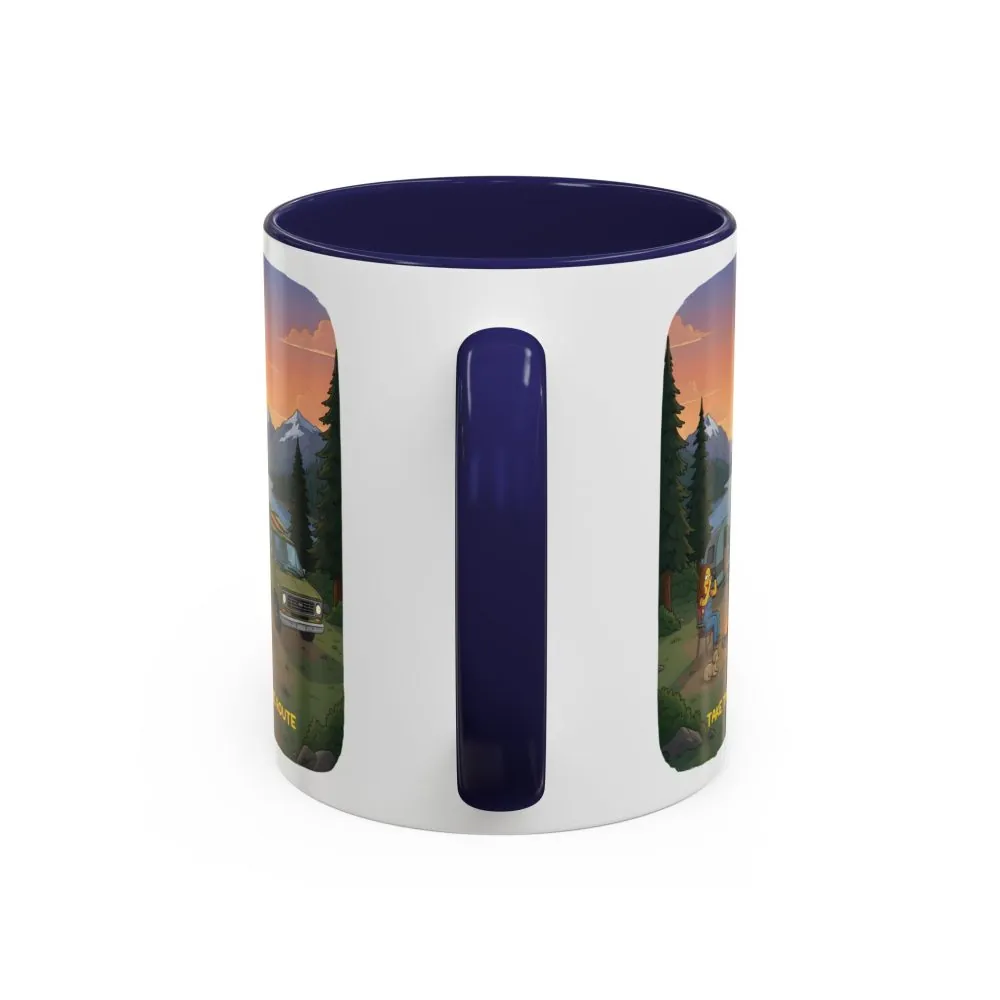 Accent Coffee Mug (11, 15oz) — "Take The Scenic Route" Design Sitcom-Line