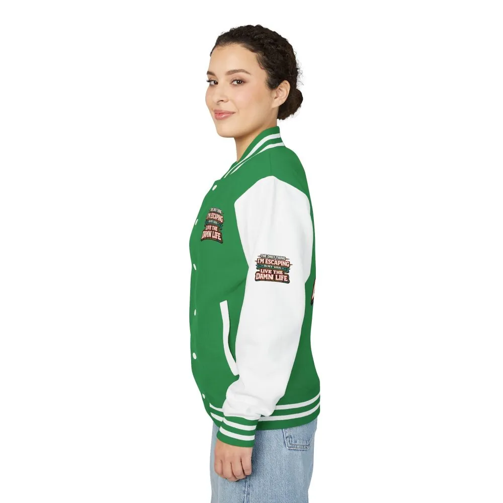 Unisex Heavyweight Letterman Jacket — "The Only Thing I´m Escaping" Design F**K-Line