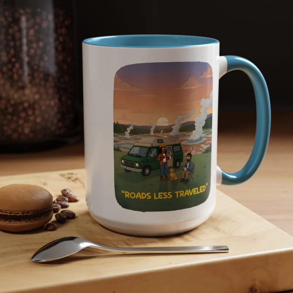 Accent Coffee Mug (11, 15oz) — "Roads Less Traveled" Design Sitcom-Line