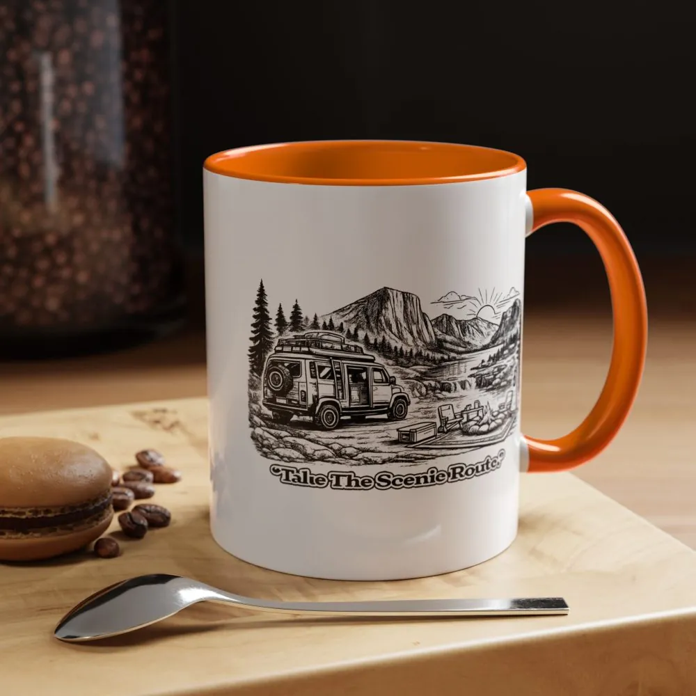 1007941174059044175_2048.jpeg Accent Coffee Mug (11, 15oz) — "Take The Scenic Route" Design Minimal-Line