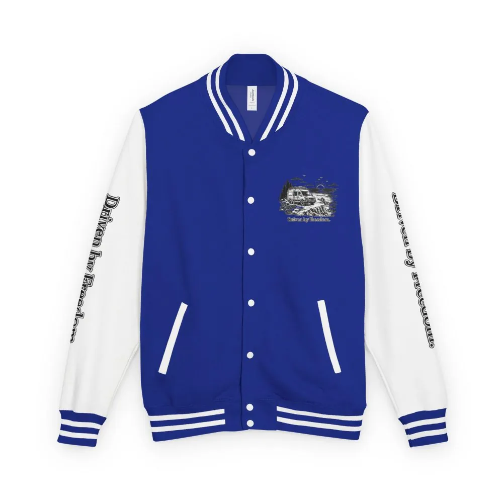 10088561912608197541_2048.jpeg Unisex Heavyweight Letterman Jacket — "Driven By freedom" Travel Varsity Coat