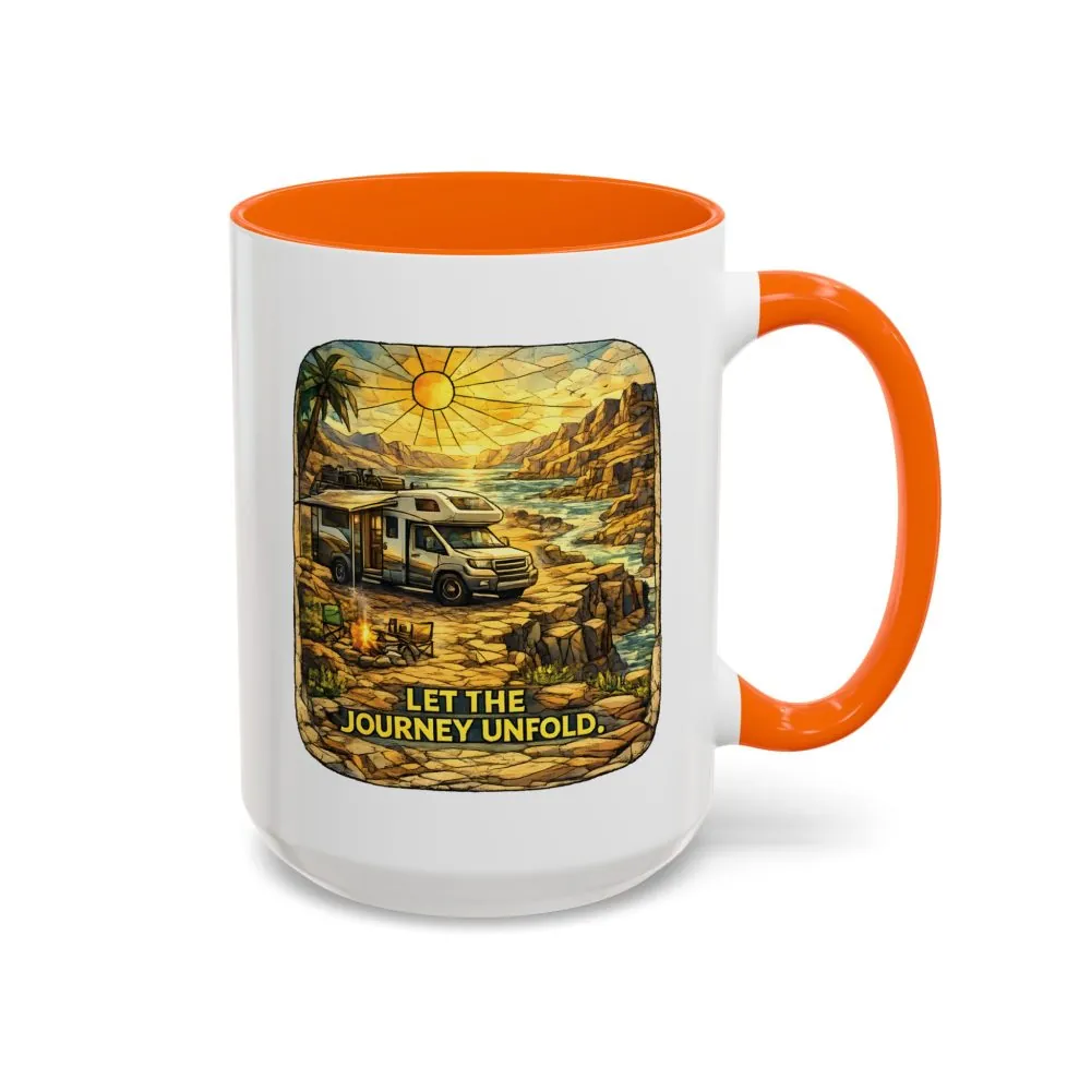Accent Coffee Mug (11, 15oz) — "Let The Journey Unfold" Design Cubic-Line