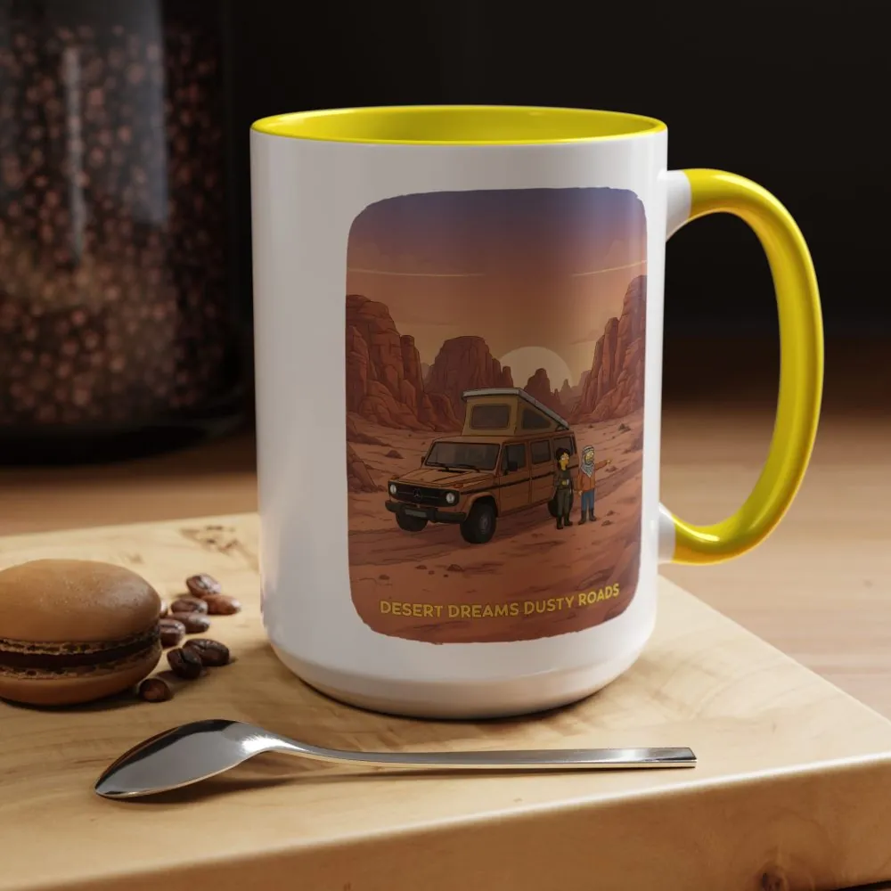 Accent Coffee Mug (11, 15oz) — "Desert Dreams Dusty Roads" Design Sitcom-Line
