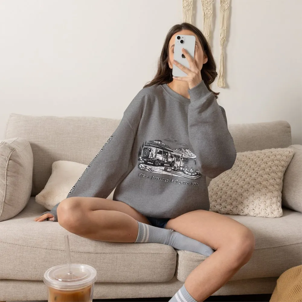 10125766257583731445_2048.jpeg Unisex Heavy Blend™ Crewneck Sweatshirt — "Lifes A Journey,Enjoy The Ride" Design Minimal-Line