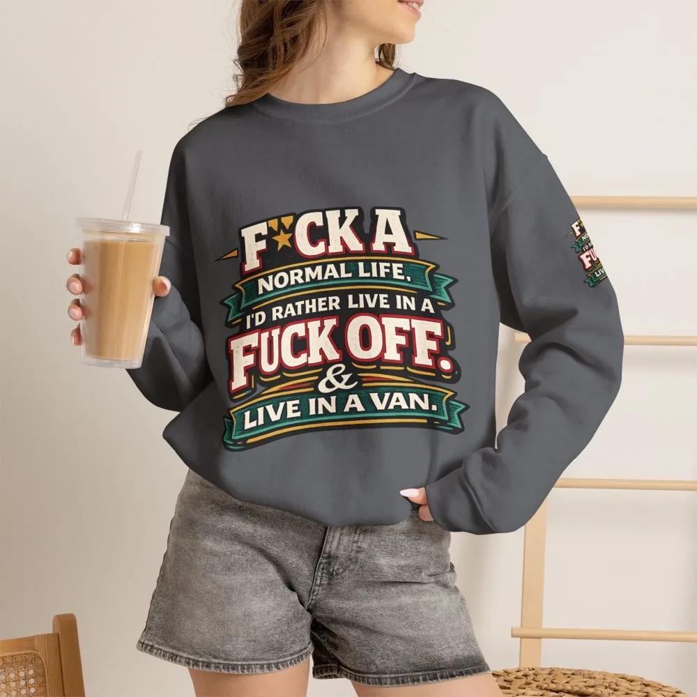 10126906573628468305_2048.jpeg Unisex Heavy Blend™ Crewneck Sweatshirt — "Fuck A Normal Life" Design F**K-Line