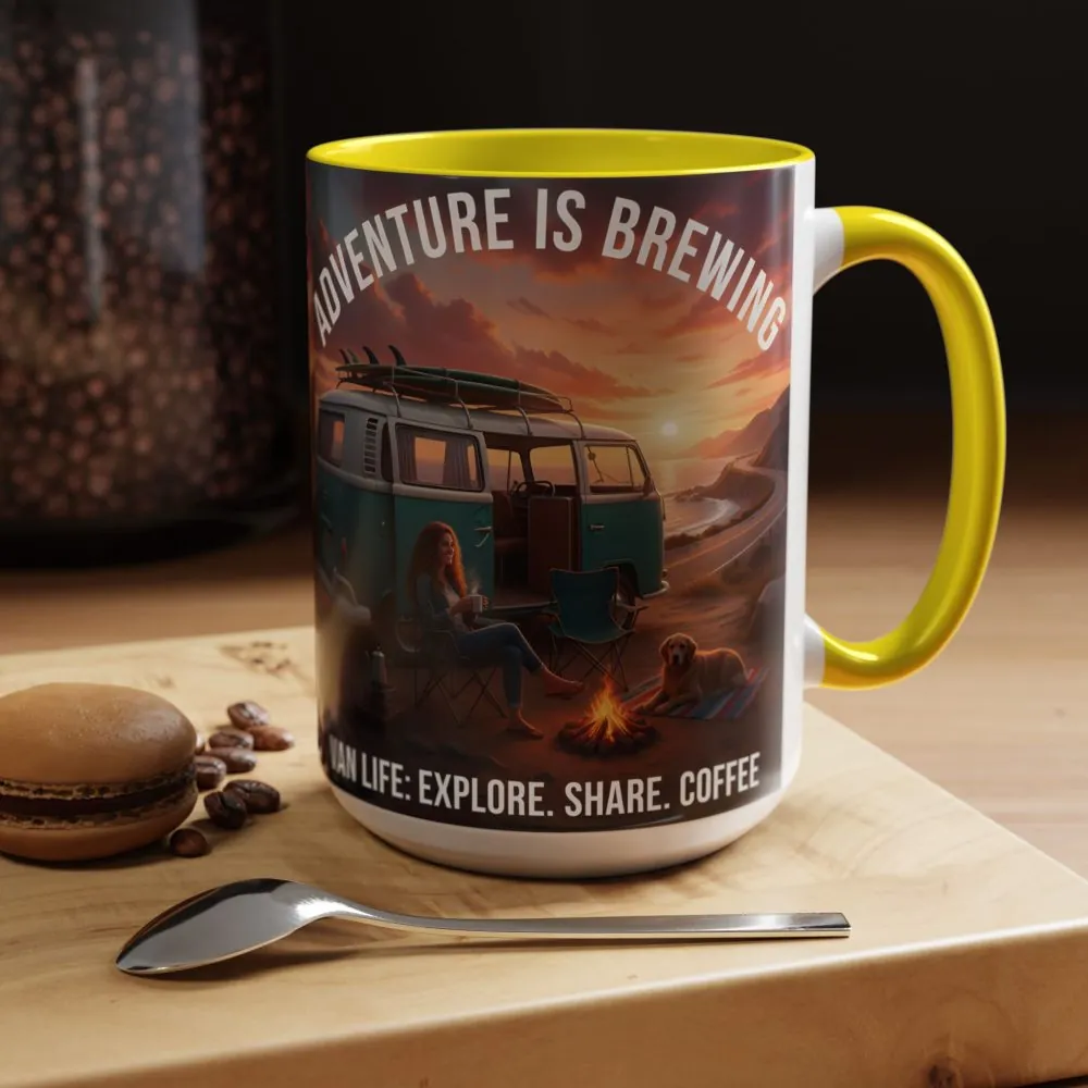 10127984340753912573_2048.jpeg Accent Coffee Mug (11, 15oz) — "Adventure is brewing"