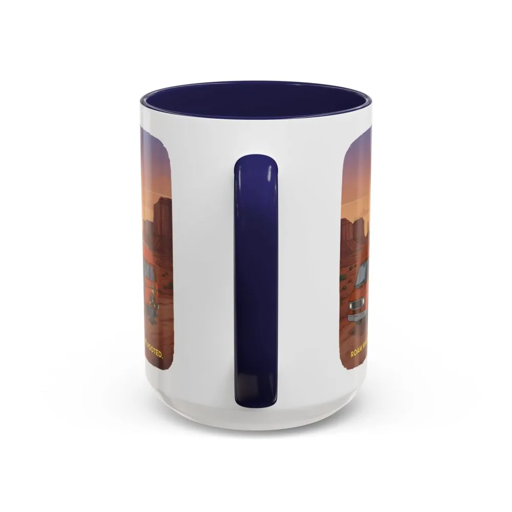Accent Coffee Mug (11, 15oz) — "Roam Where You Are Rooted" Design Sitcom-Line