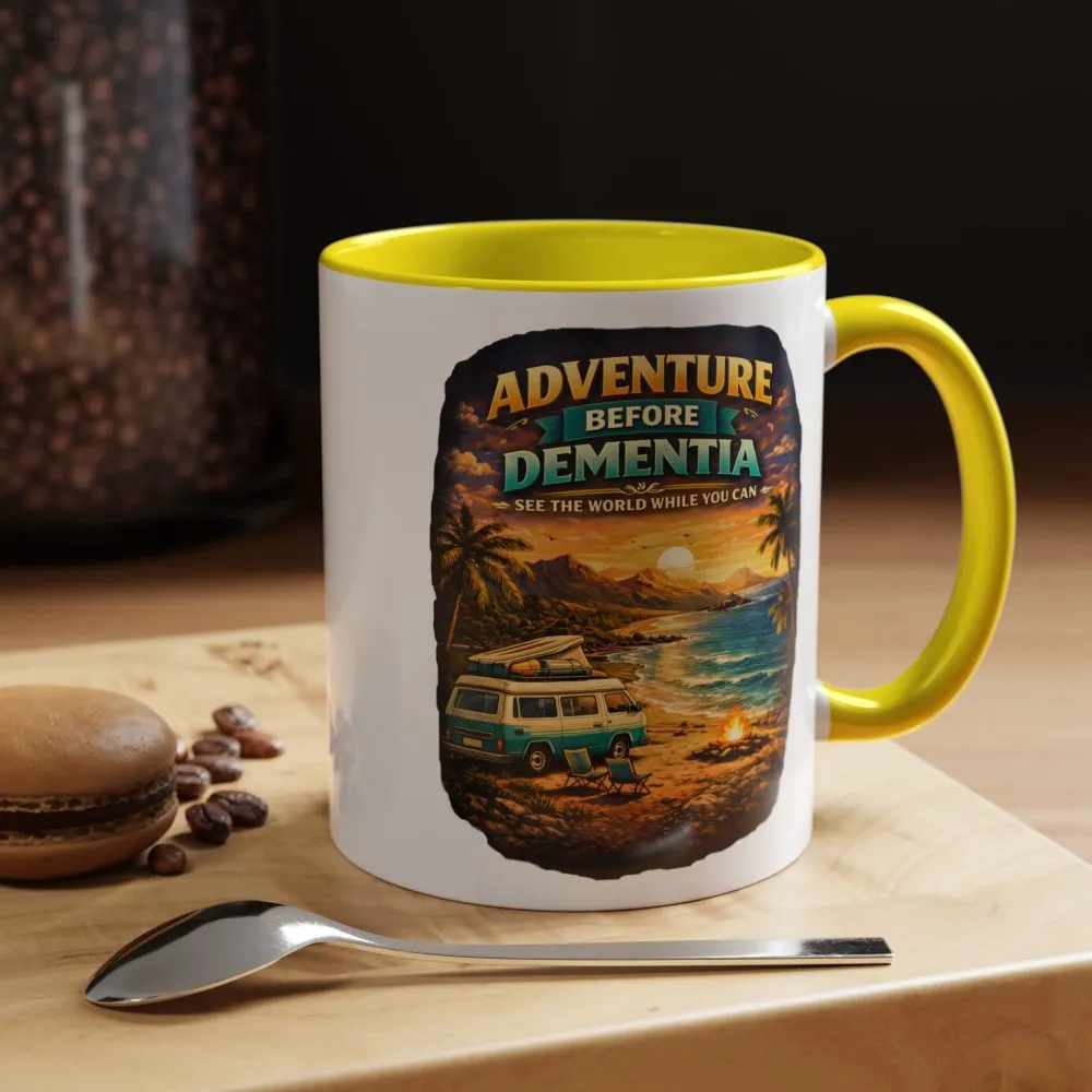 Accent Coffee Mug (11, 15oz) — "Adventure Before Dementia" Design Scenic-Line
