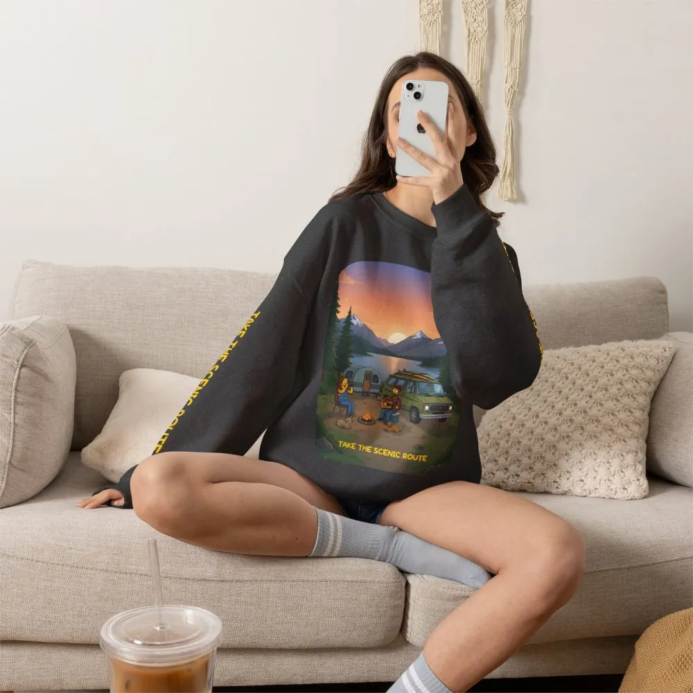 Unisex Heavy Blend™ Crewneck Sweatshirt — "Take The Scenic Route" Design Sitcom-Line
