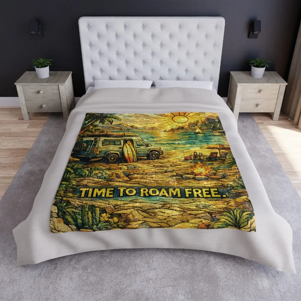 10161000534891631042_2048.jpeg Crushed Velvet Blanket —"Time To Roam Free" Design Cubic-Line (Campervan)