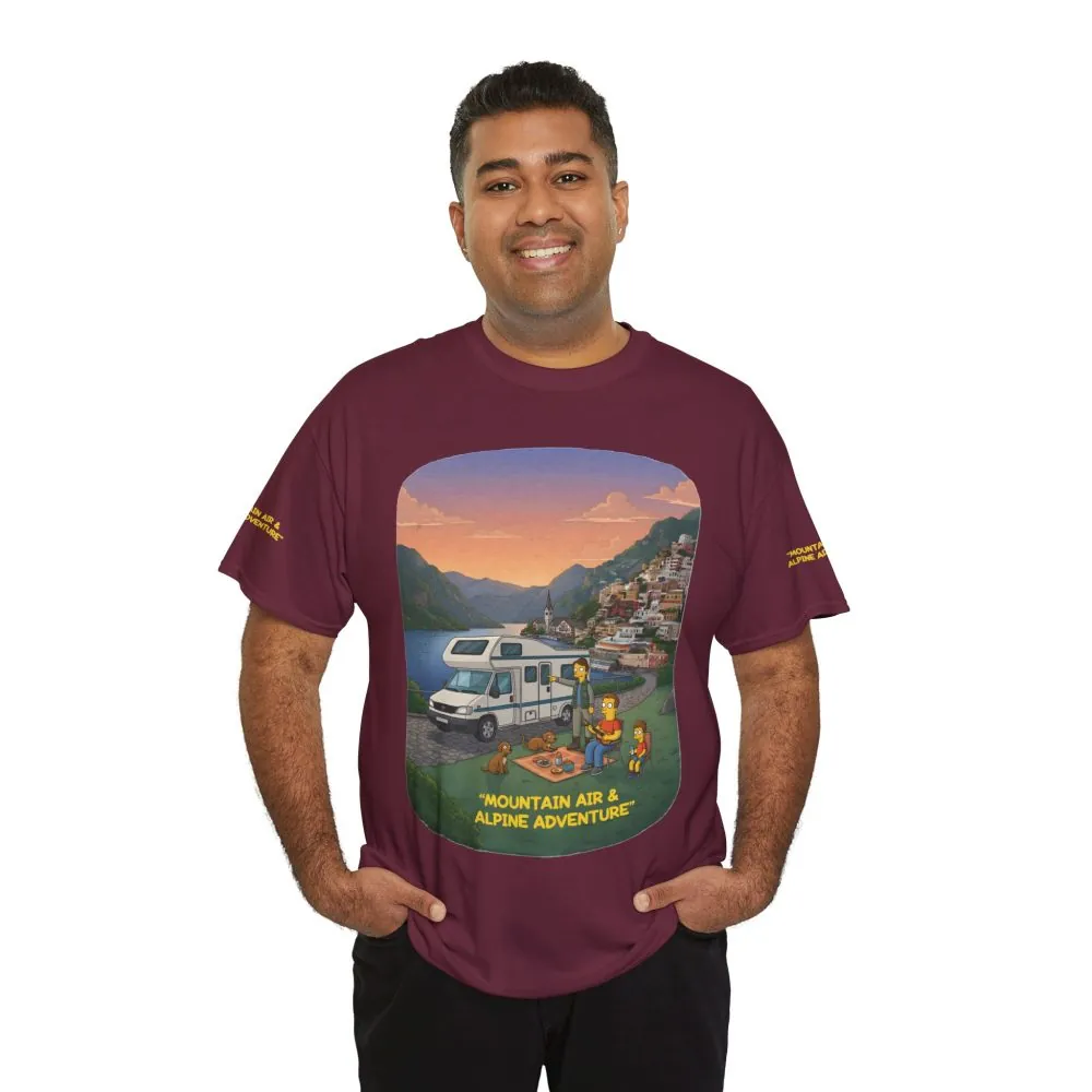 Unisex Heavy Cotton Tee — "Mountain Air-Alpine Adventure" Design Sitcom-Line