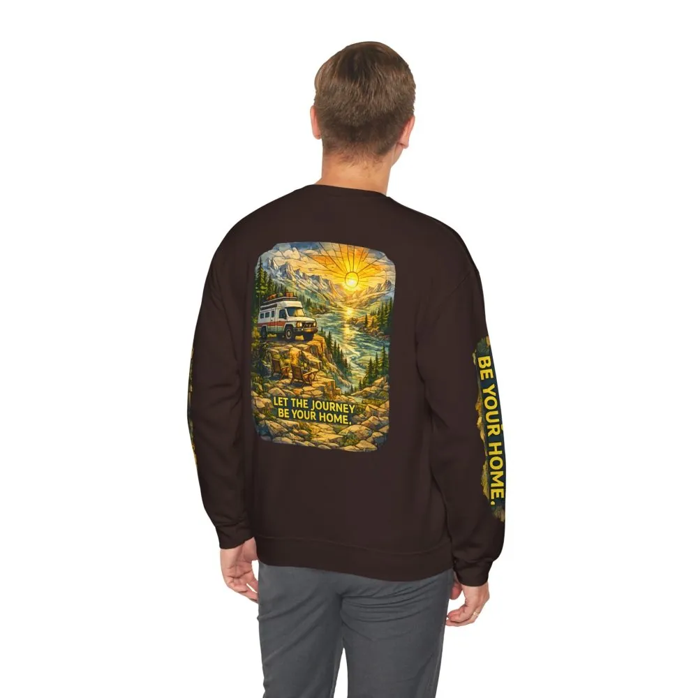 10171917111543355731_2048.jpeg Unisex Heavy Blend™ Crewneck Sweatshirt — "Let The Journey Be Your Home" Design Cubic-Line