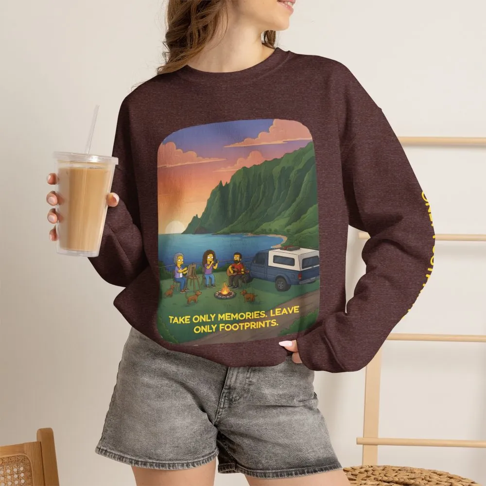 101797846734241548_2048.jpeg Unisex Heavy Blend™ Crewneck Sweatshirt — "Take Only Memories-Leave Only Footprints" Design Sitcom-Line