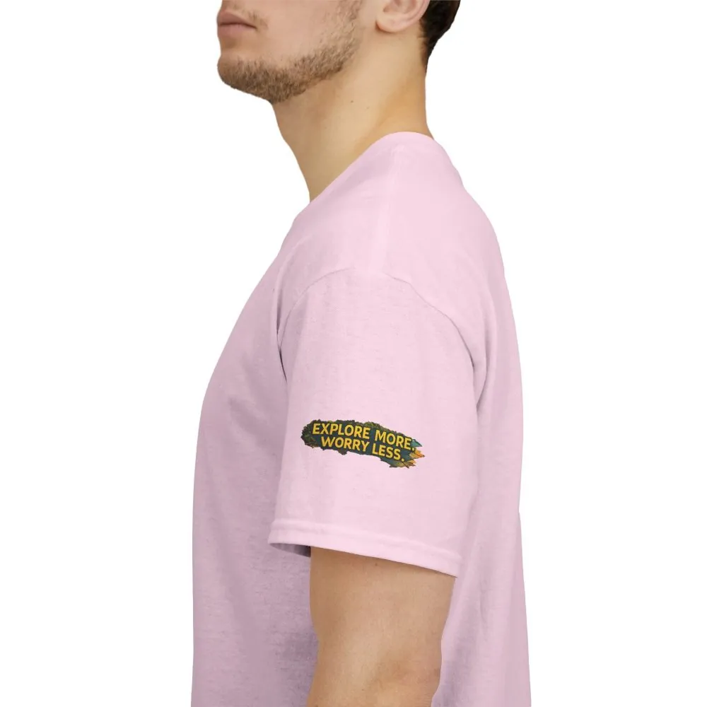 1018039849420261032_2048.jpeg Unisex Heavy Cotton Tee — "Explore More Worry Less" Design Cubic-Line