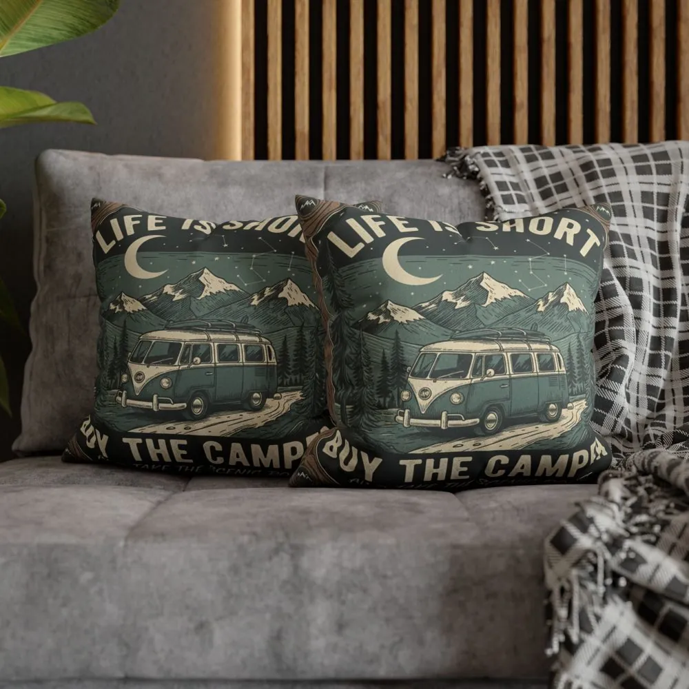 10180972208442625090_2048.jpeg Pillowcase — "Life is short buy the camper and take the scenic route" Faux Suede Travel Throw Pillow Cover