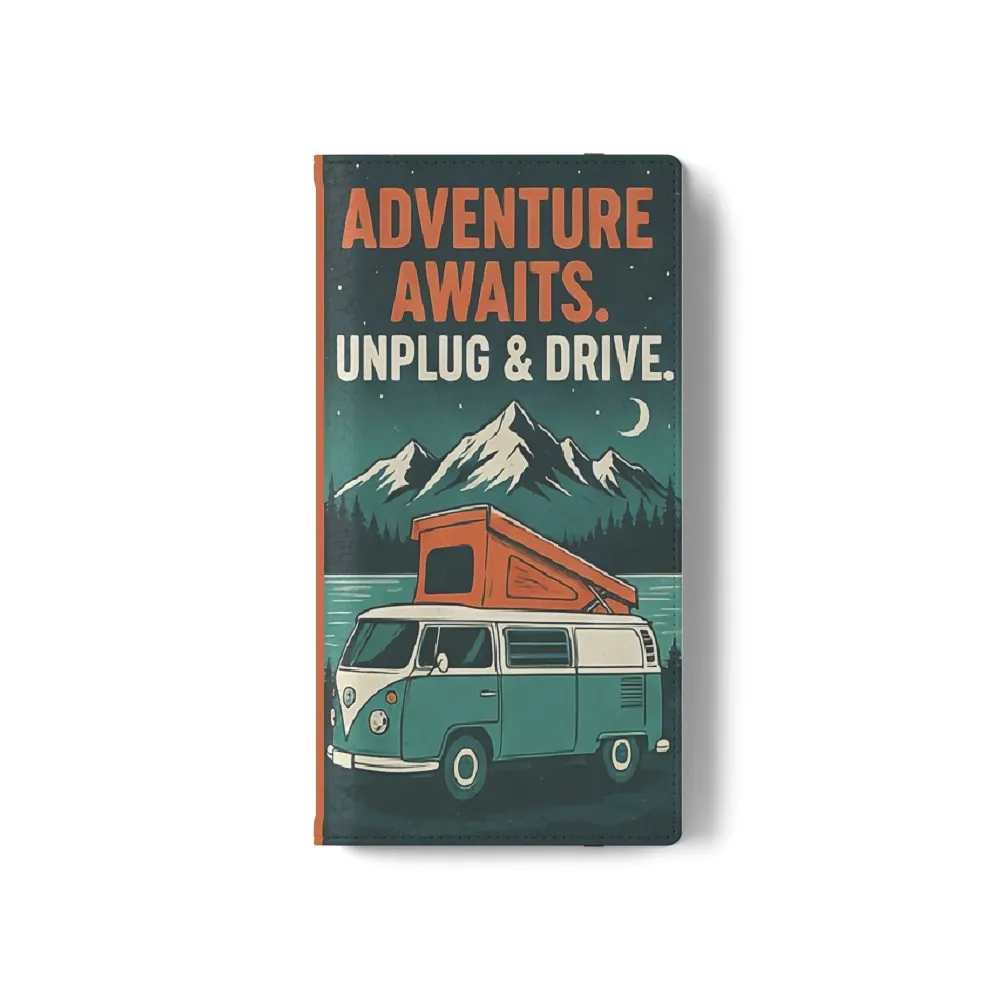 Flip Phone Case — "Adventure Awaits, Fuel Your Journey, Not the WiFi" Wallet Cover