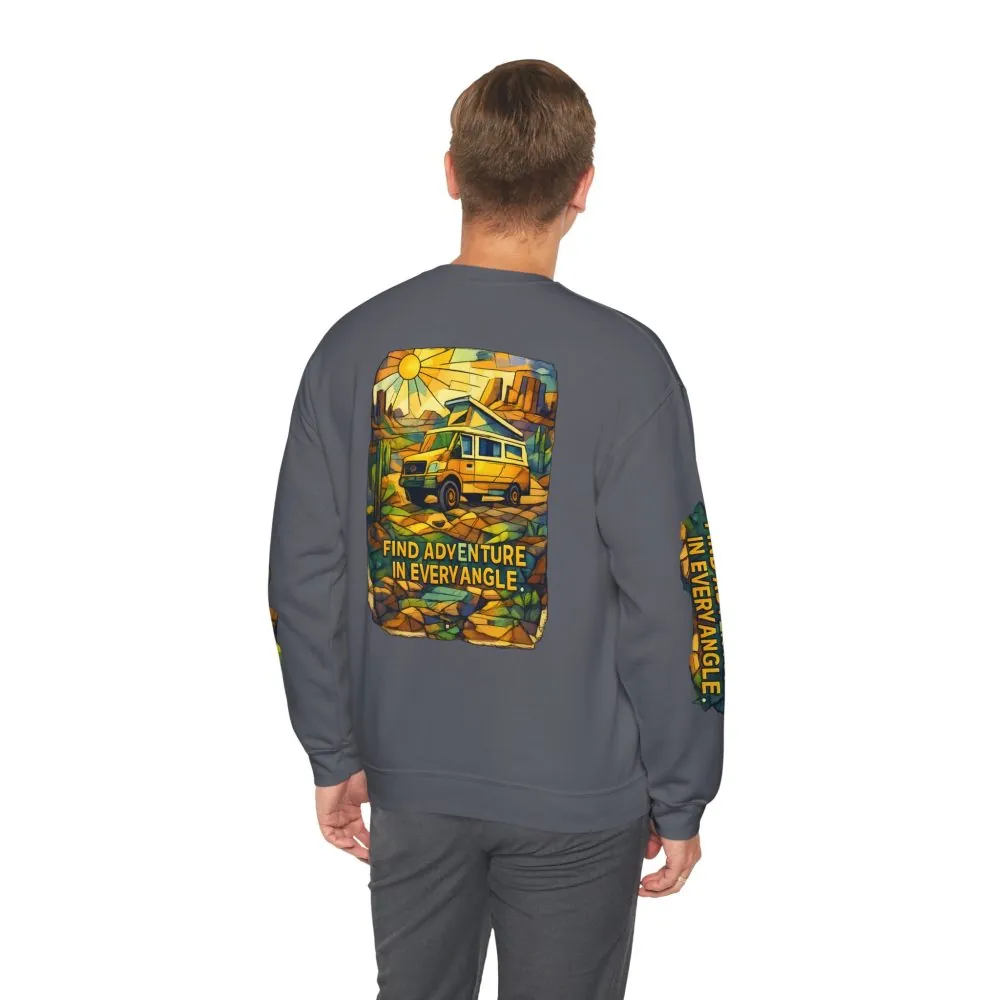 10199682599930446904_2048.jpeg Unisex Heavy Blend™ Crewneck Sweatshirt — "Find Adventure In Every Corner" Design Cubic-Line