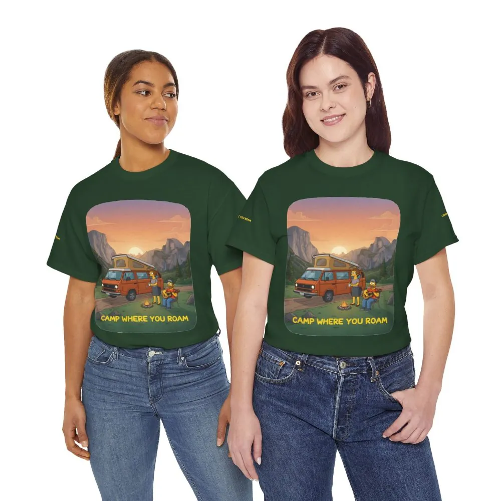 Unisex Heavy Cotton Tee — "Camp Where You Roam" Design Sitcom-Line