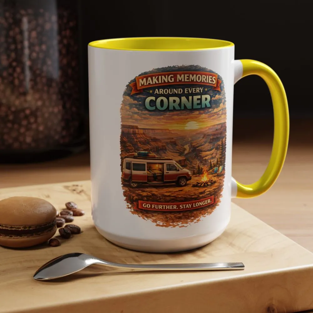 Accent Coffee Mug (11, 15oz) — "Making Memories Around Every Corner" Design Scenic-Line