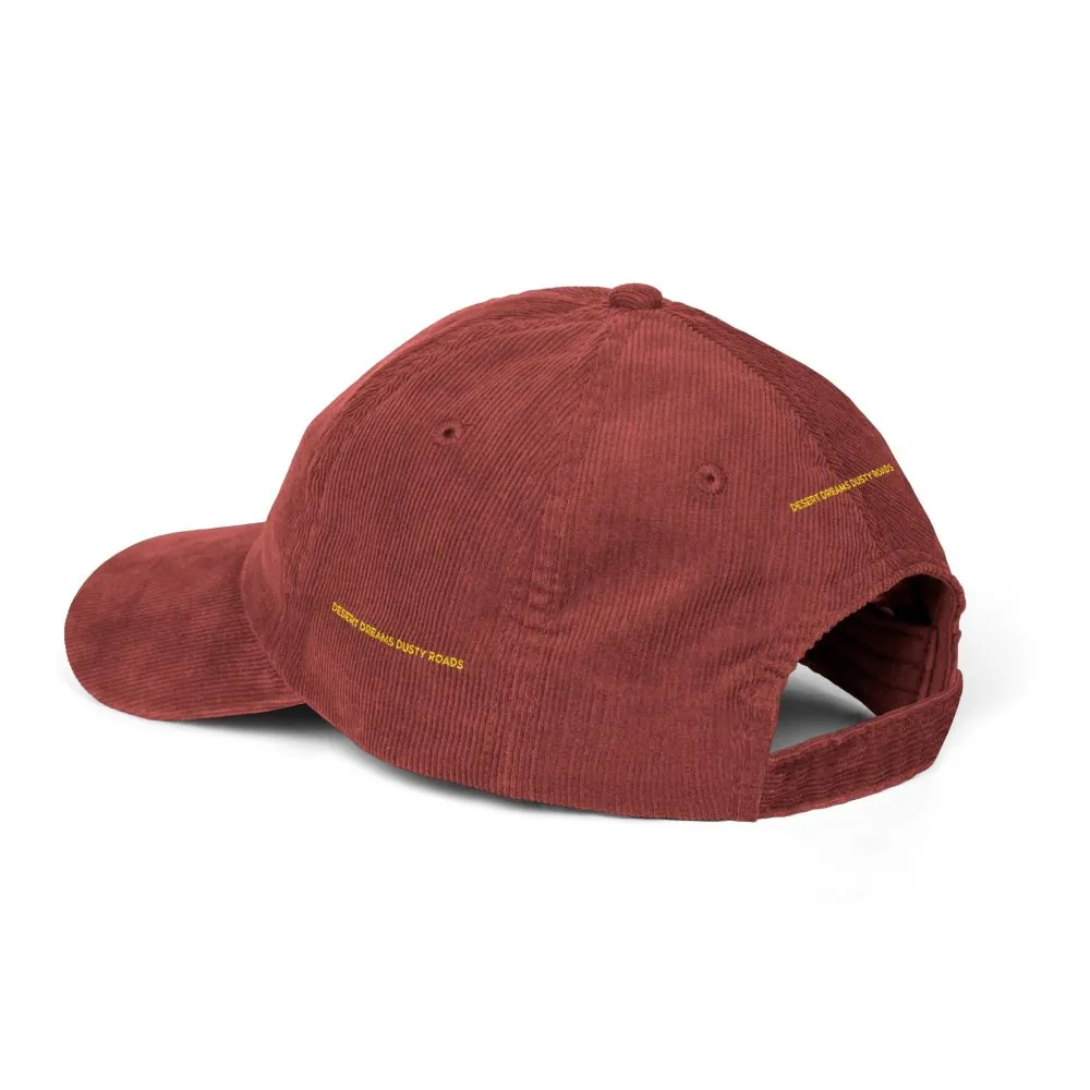Vintage Corduroy Cap (Embroidery) — "desert Dreams Dusty Roads" Embroidered Hat