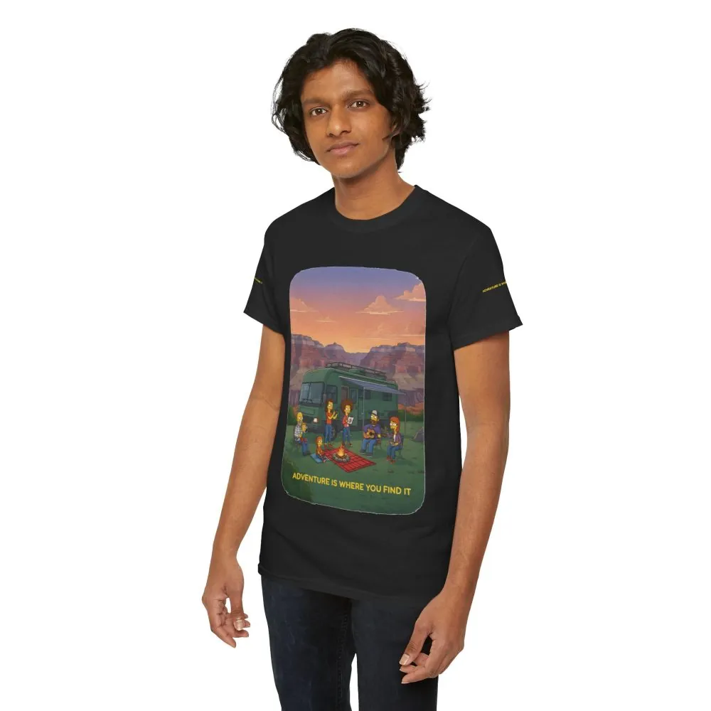 Unisex Heavy Cotton Tee — "Adventure Is Where You Find It" Design Sitcom-Line