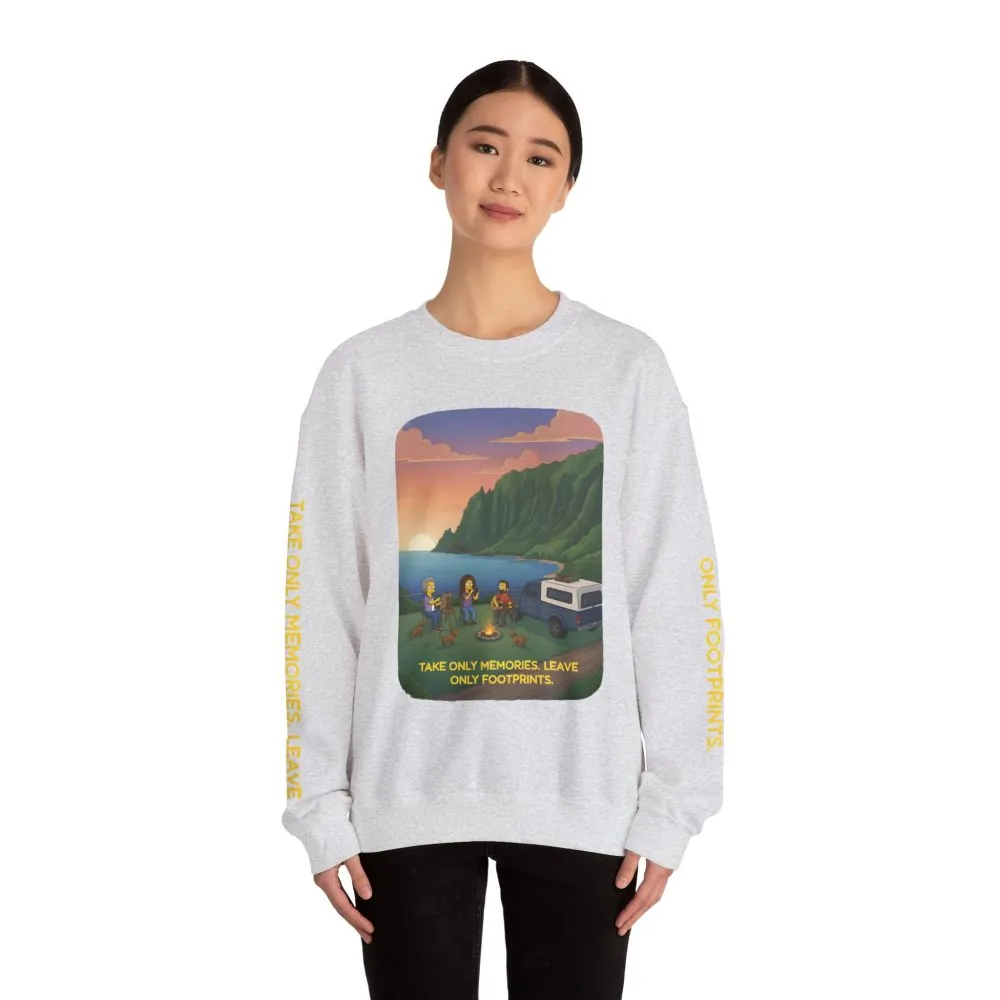 10215293309625368071_2048.jpeg Unisex Heavy Blend™ Crewneck Sweatshirt — "Take Only Memories-Leave Only Footprints" Design Sitcom-Line