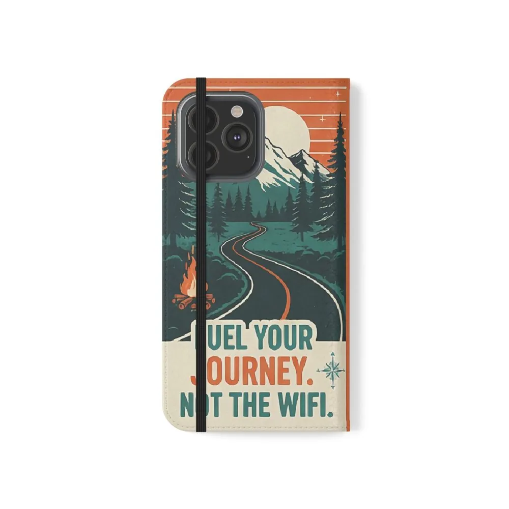 Flip Phone Case — "Adventure Awaits, Fuel Your Journey, Not the WiFi" Wallet Cover