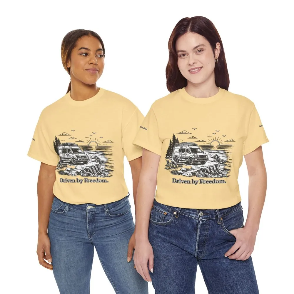 10241359013809278447_2048.jpeg Unisex Heavy Cotton Tee — ""Driven By Freedom" Design Minimal-Line
