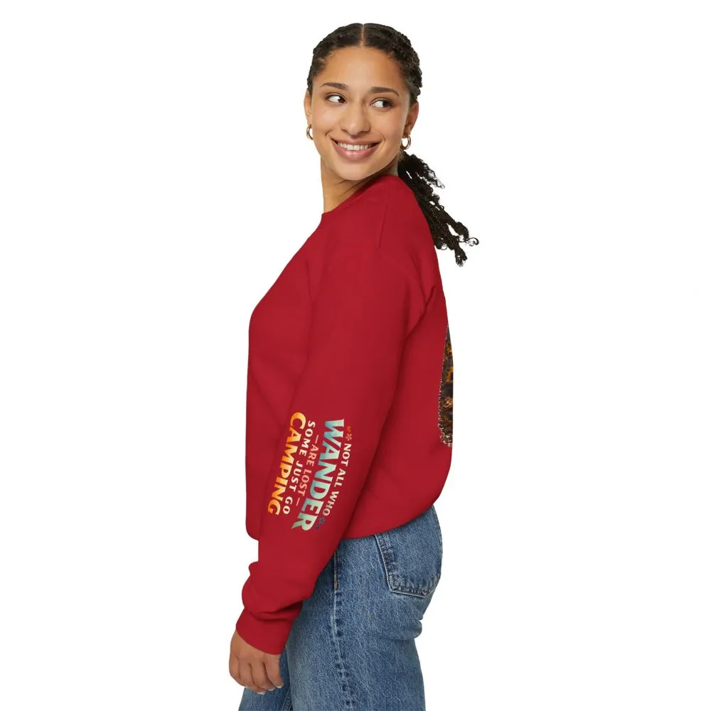 Unisex Heavy Blend™ Crewneck Sweatshirt — "Not All Who Wander Are Lost" Design Scenic-Line