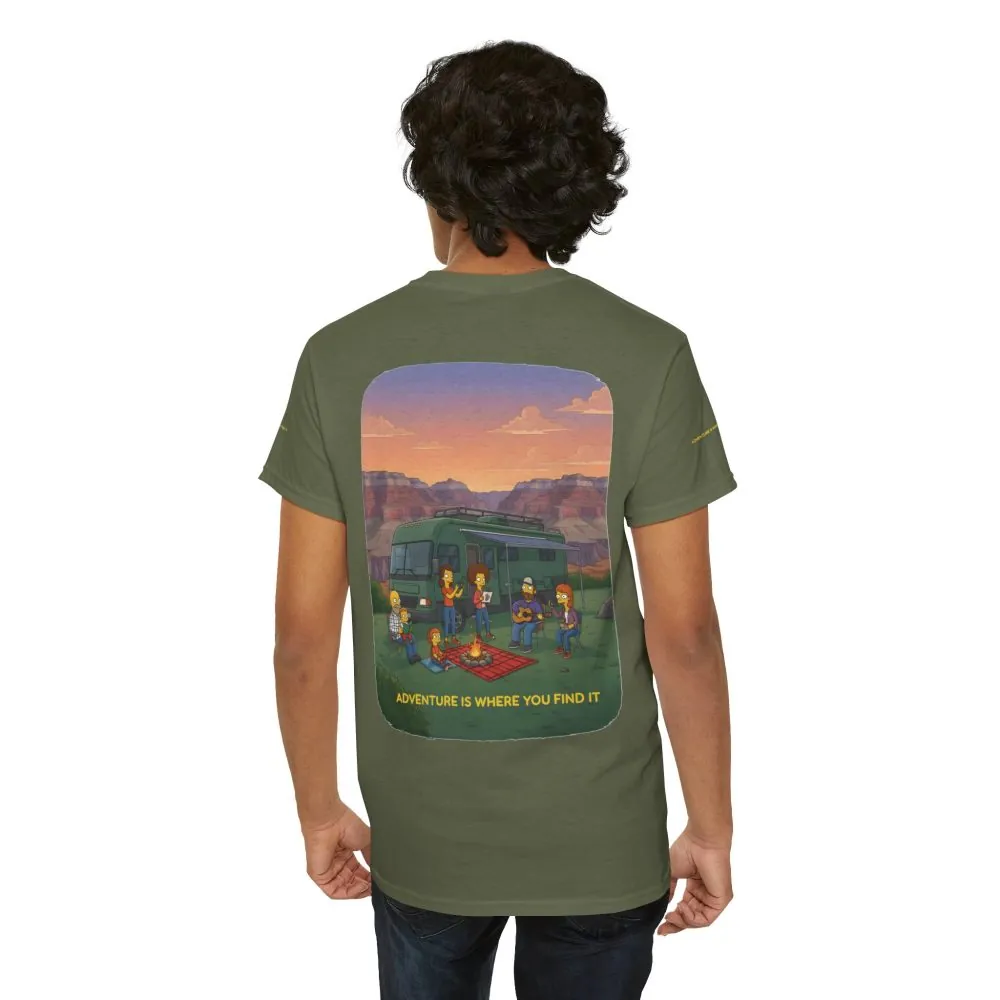 Unisex Heavy Cotton Tee — "Adventure Is Where You Find It" Design Sitcom-Line